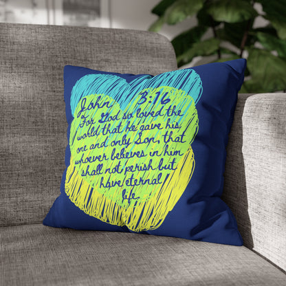 John 3:16 For God So Loved The World Polyester Square Pillow Case - Customizeable!