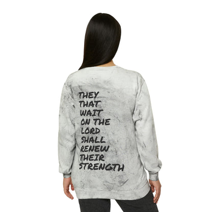 Isaiah 40:13 Wait on the Lord Unisex Color Blast Crewneck Sweatshirt