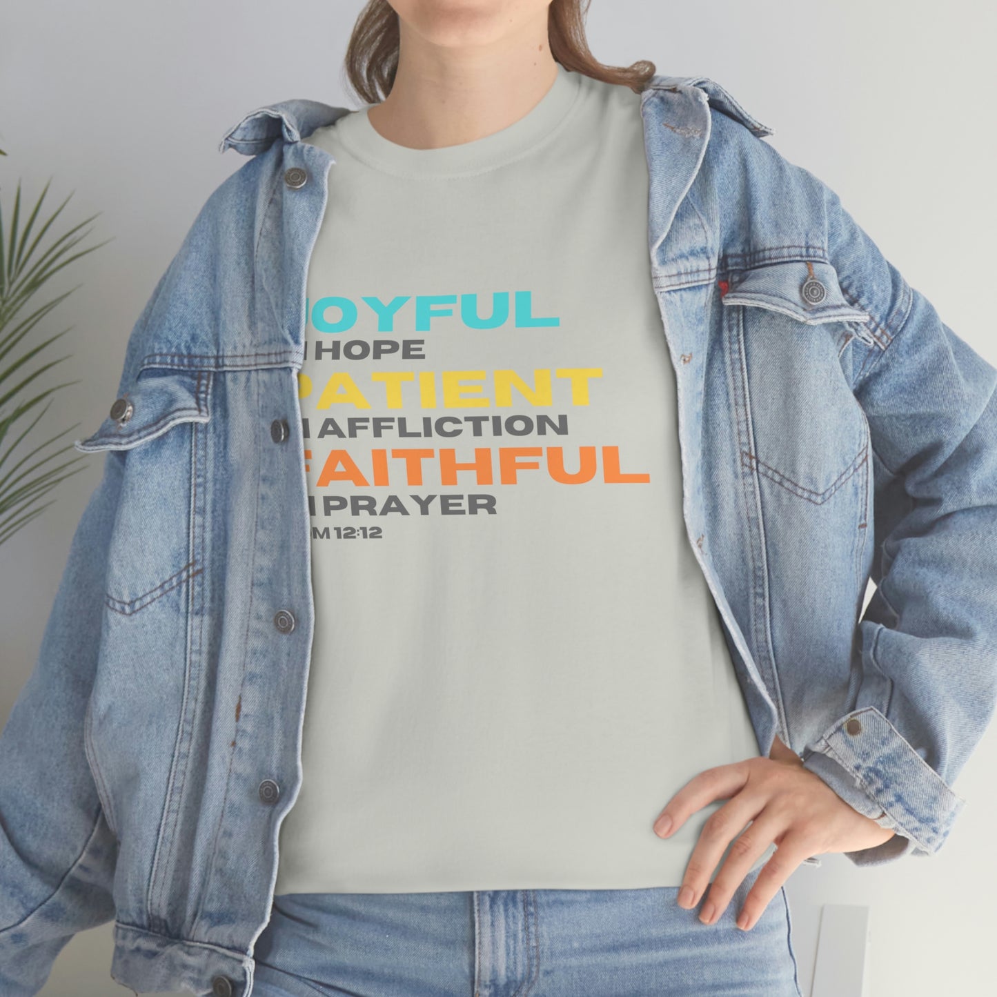 Romans 12:12 Joyful Patient Faithful Unisex Heavy Cotton Tee