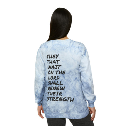 Isaiah 40:13 Wait on the Lord Unisex Color Blast Crewneck Sweatshirt