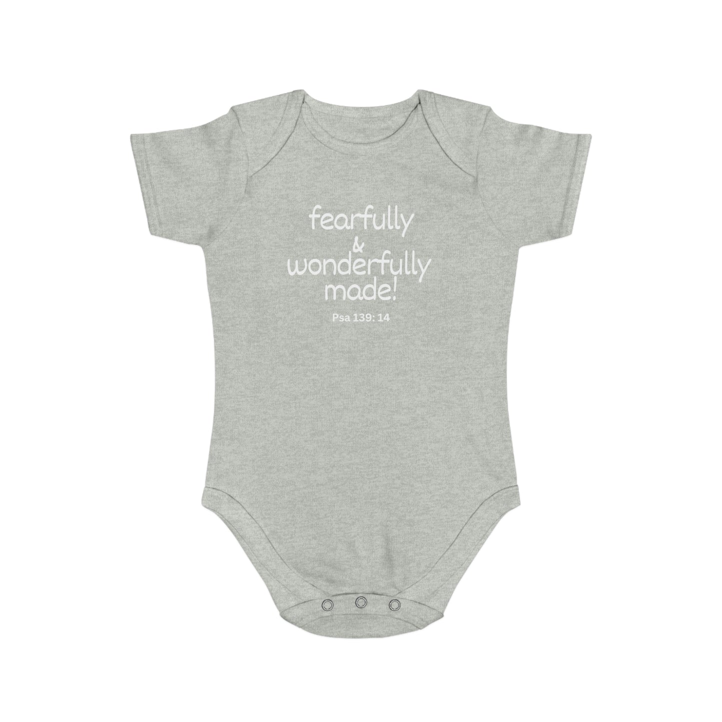 Psalm 139:14 Fearfully and Wonderfully Made Short Sleeve Baby Bodysuit