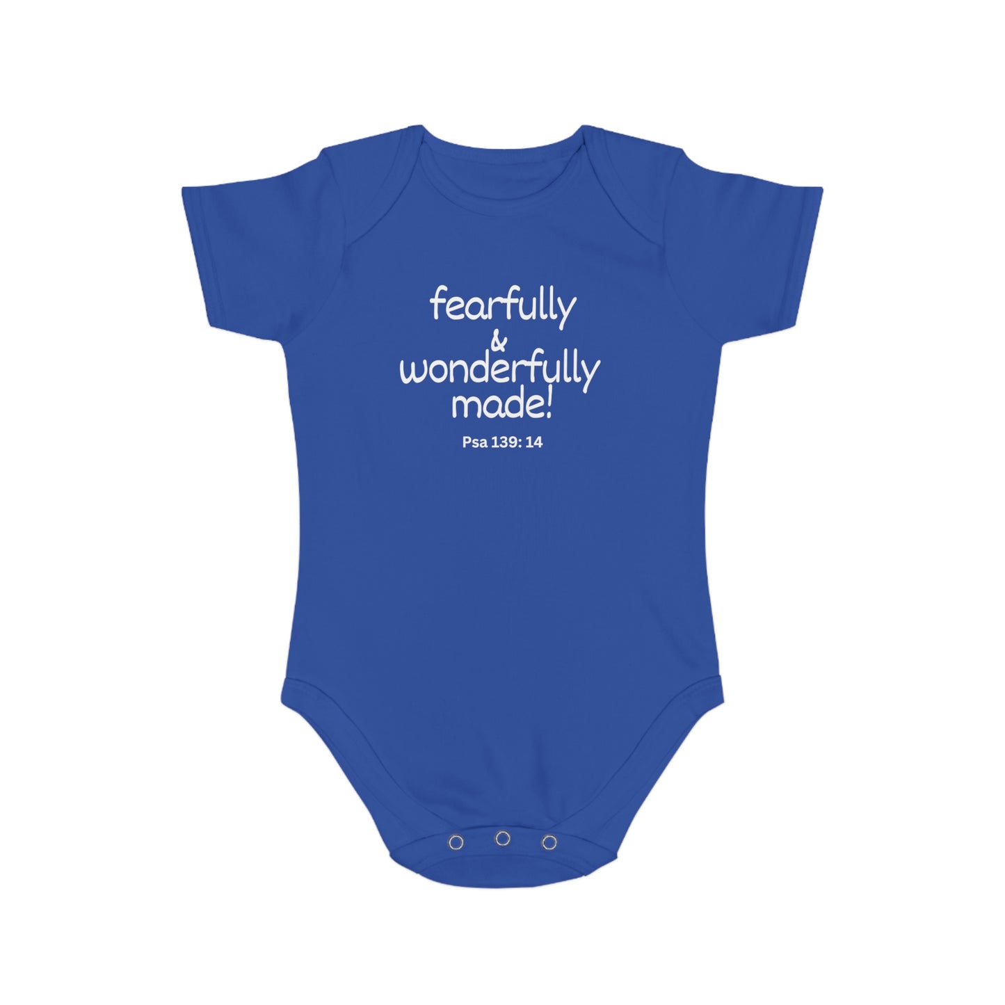 Psalm 139:14 Fearfully and Wonderfully Made Short Sleeve Baby Bodysuit