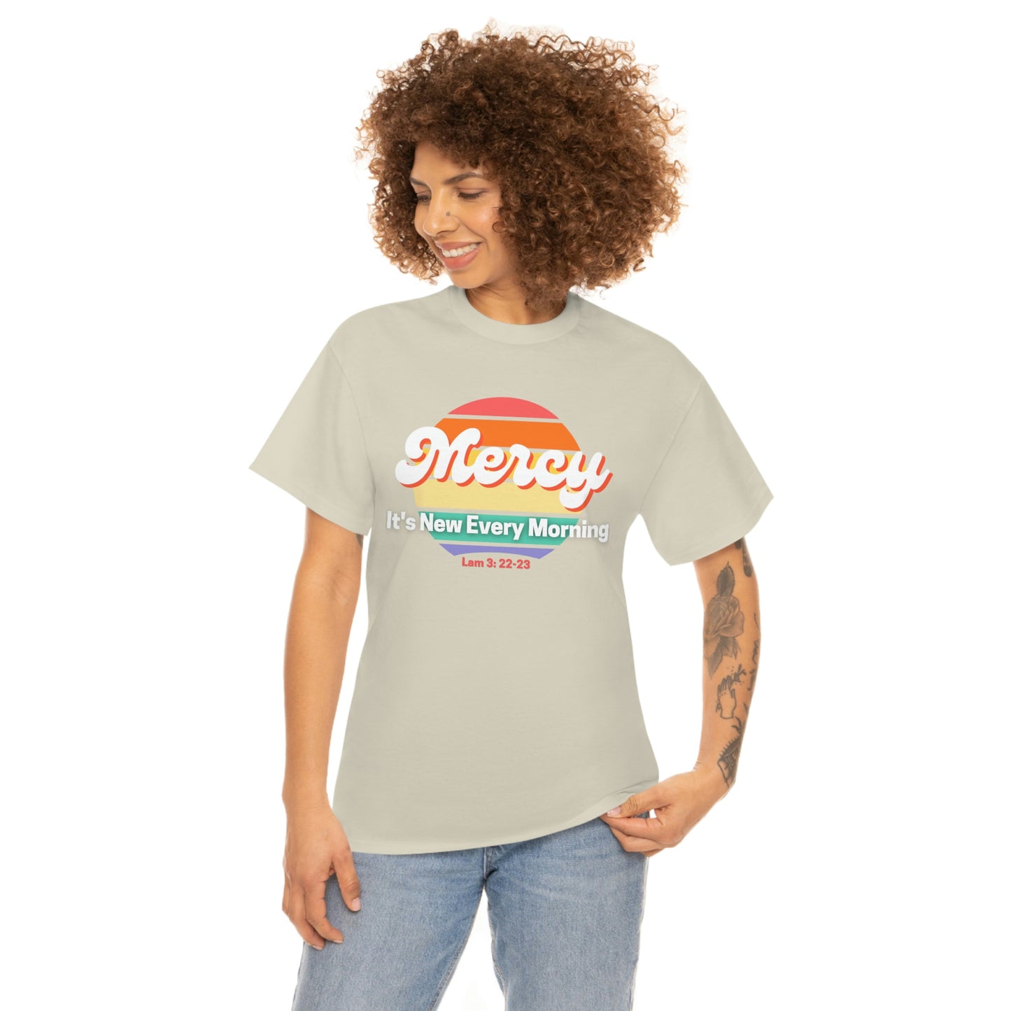 Lamentations 3:22-23 His Mercies Are New Every Morning - Unisex Heavy Cotton Tee