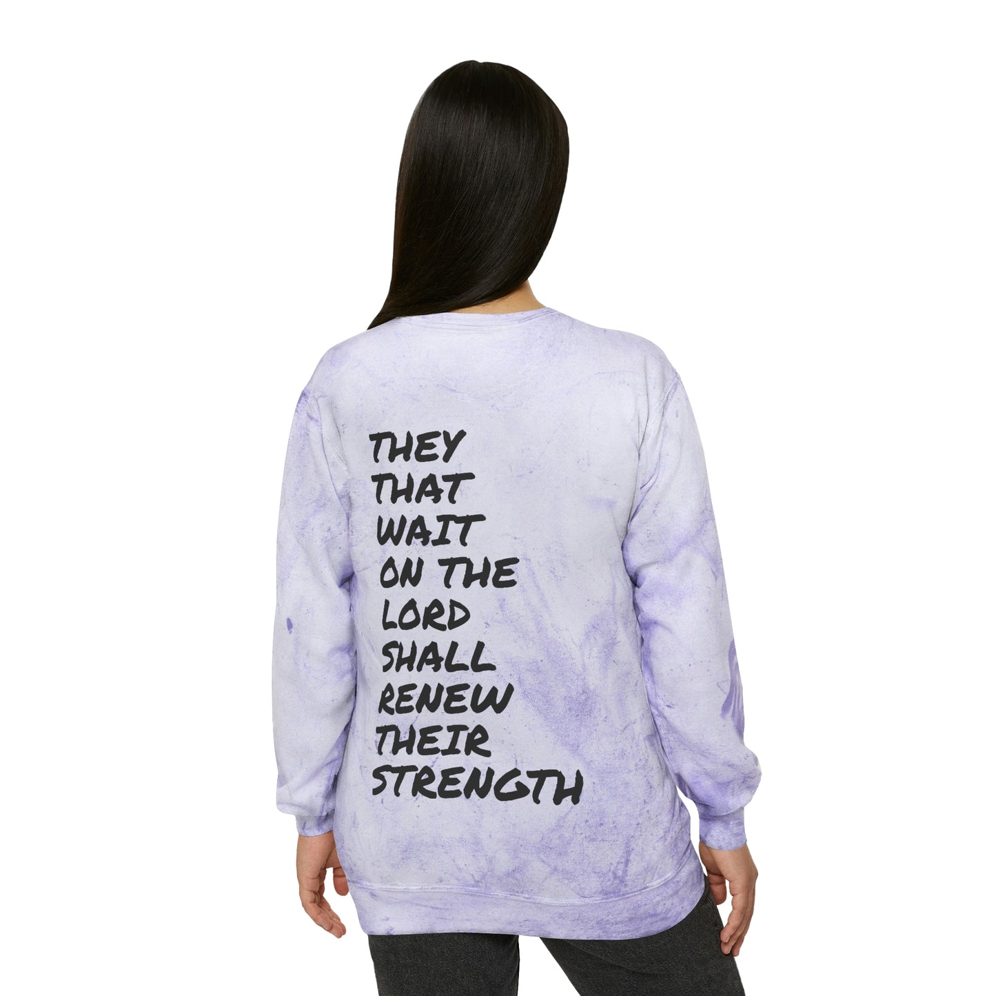 Isaiah 40:13 Wait on the Lord Unisex Color Blast Crewneck Sweatshirt