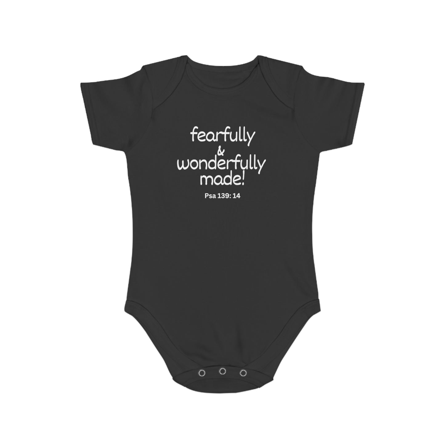 Psalm 139:14 Fearfully and Wonderfully Made Short Sleeve Baby Bodysuit