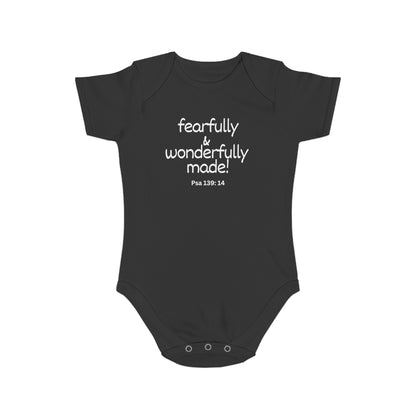 Psalm 139:14 Fearfully and Wonderfully Made Short Sleeve Baby Bodysuit