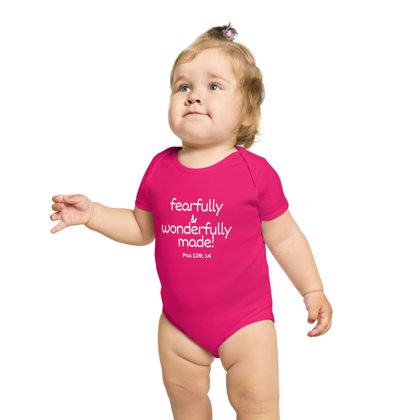 Psalm 139:14 Fearfully and Wonderfully Made Short Sleeve Baby Bodysuit