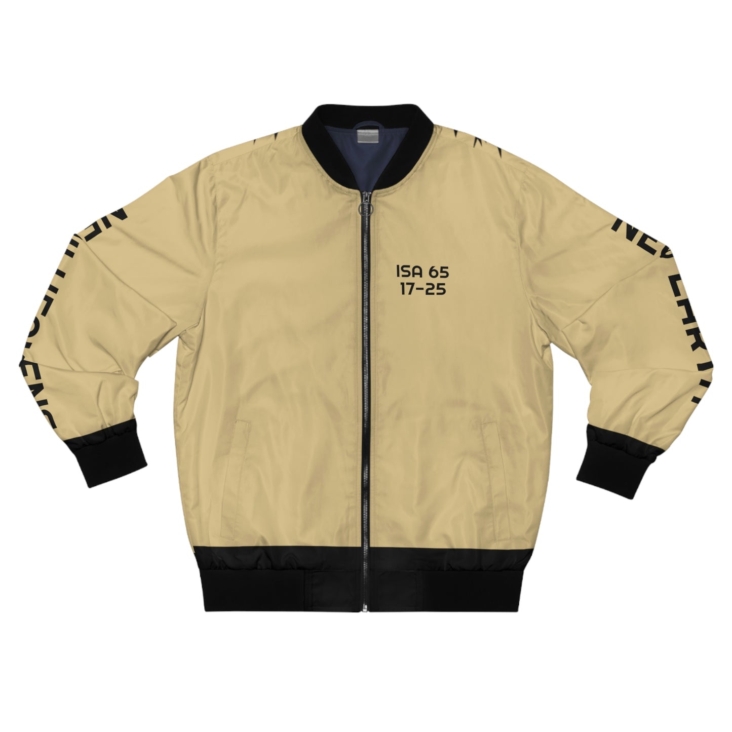 Isaiah 65:17-25 New Heavens New Earth Lion and Lamb Men's Bomber Jacket (Tan)