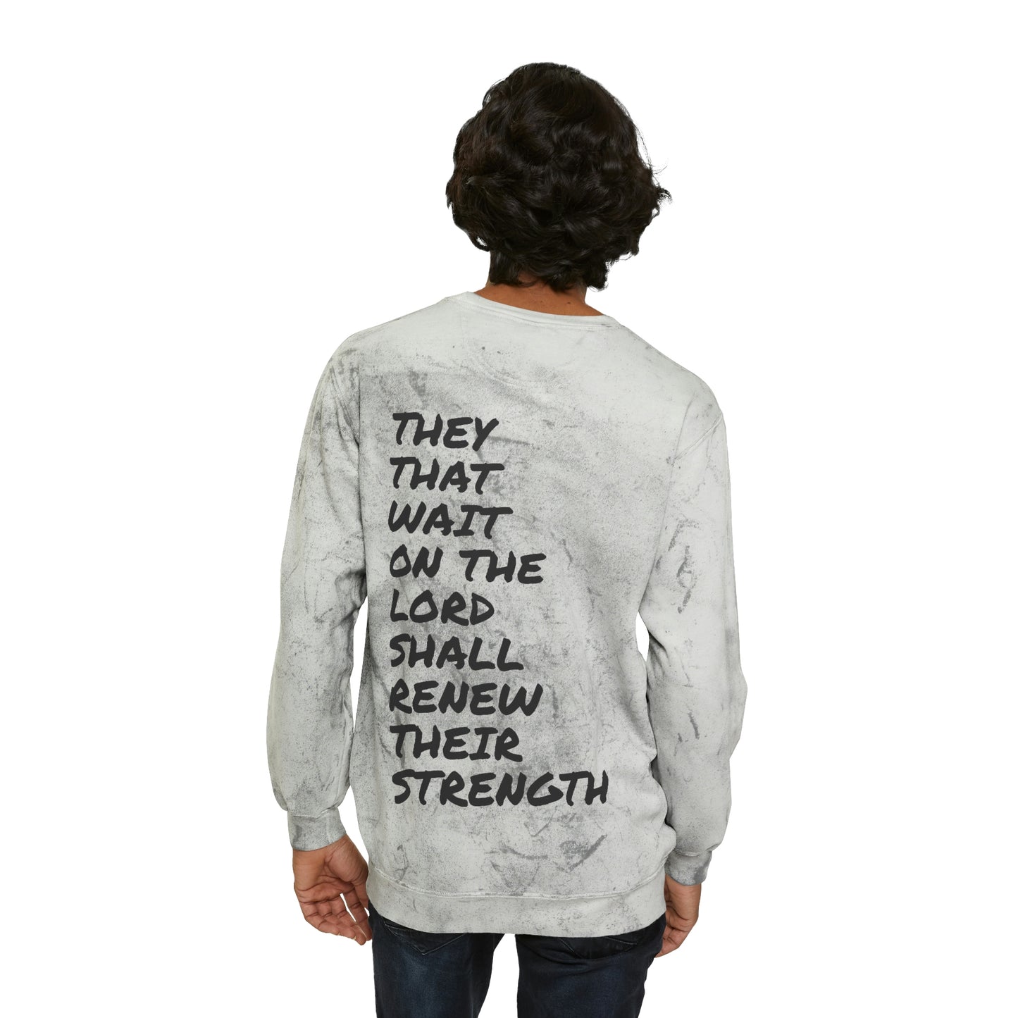 Isaiah 40:13 Wait on the Lord Unisex Color Blast Crewneck Sweatshirt