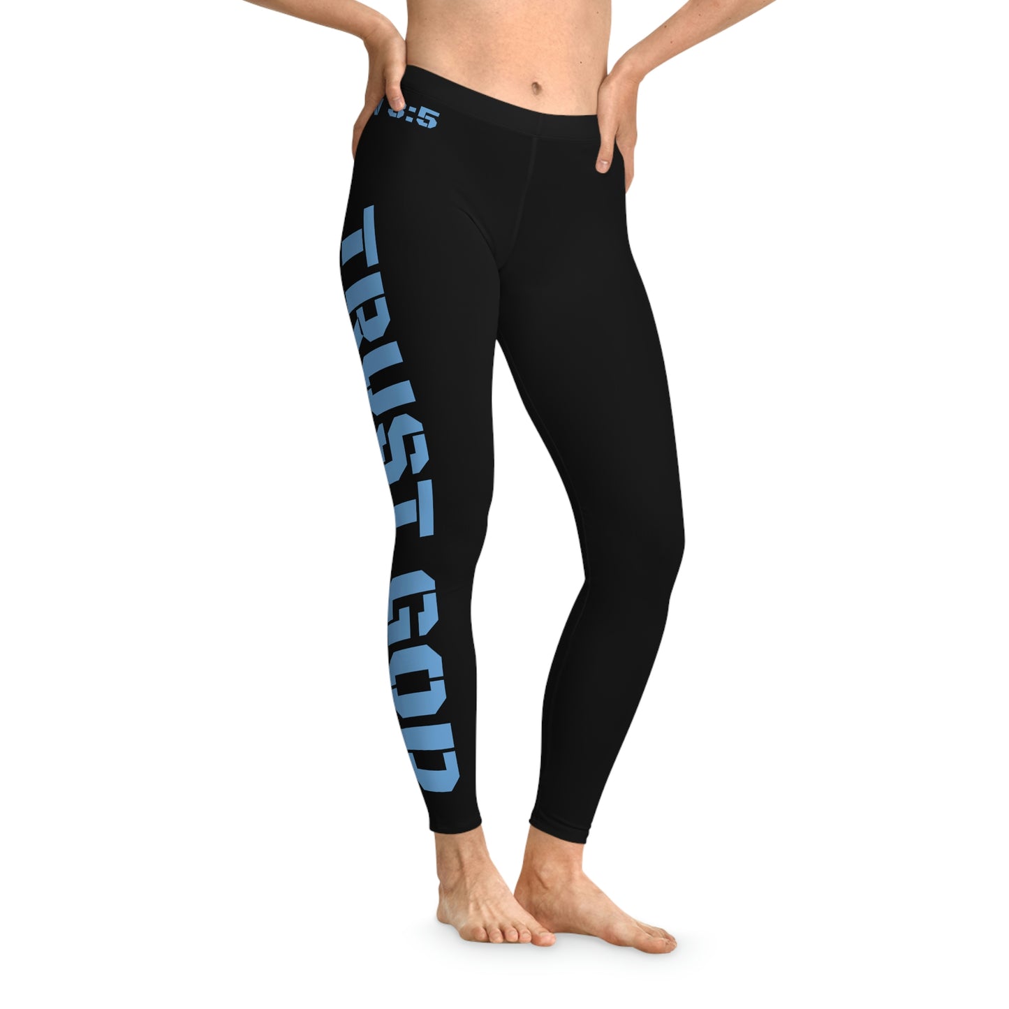 Proverbs 3:5 Trust God Stretchy Leggings (Blue)