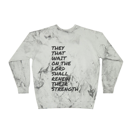 Isaiah 40:13 Wait on the Lord Unisex Color Blast Crewneck Sweatshirt