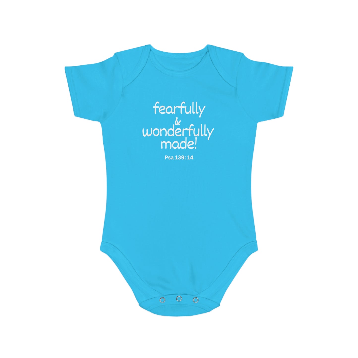 Psalm 139:14 Fearfully and Wonderfully Made Short Sleeve Baby Bodysuit