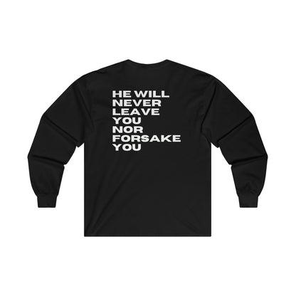 Deuteronomy 31:8 He Will Never Leave You Men's Ultra Cotton Long Sleeve Tee