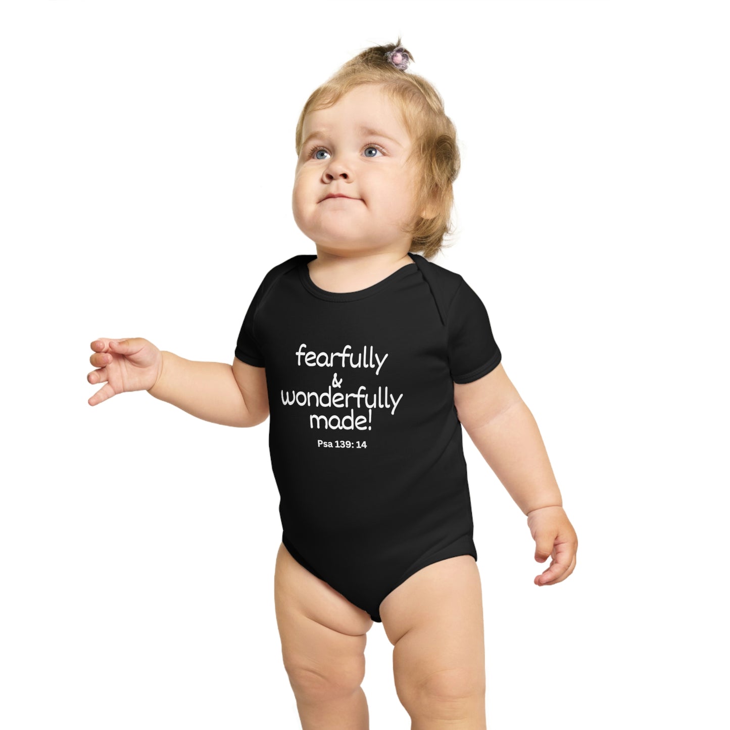 Psalm 139:14 Fearfully and Wonderfully Made Short Sleeve Baby Bodysuit