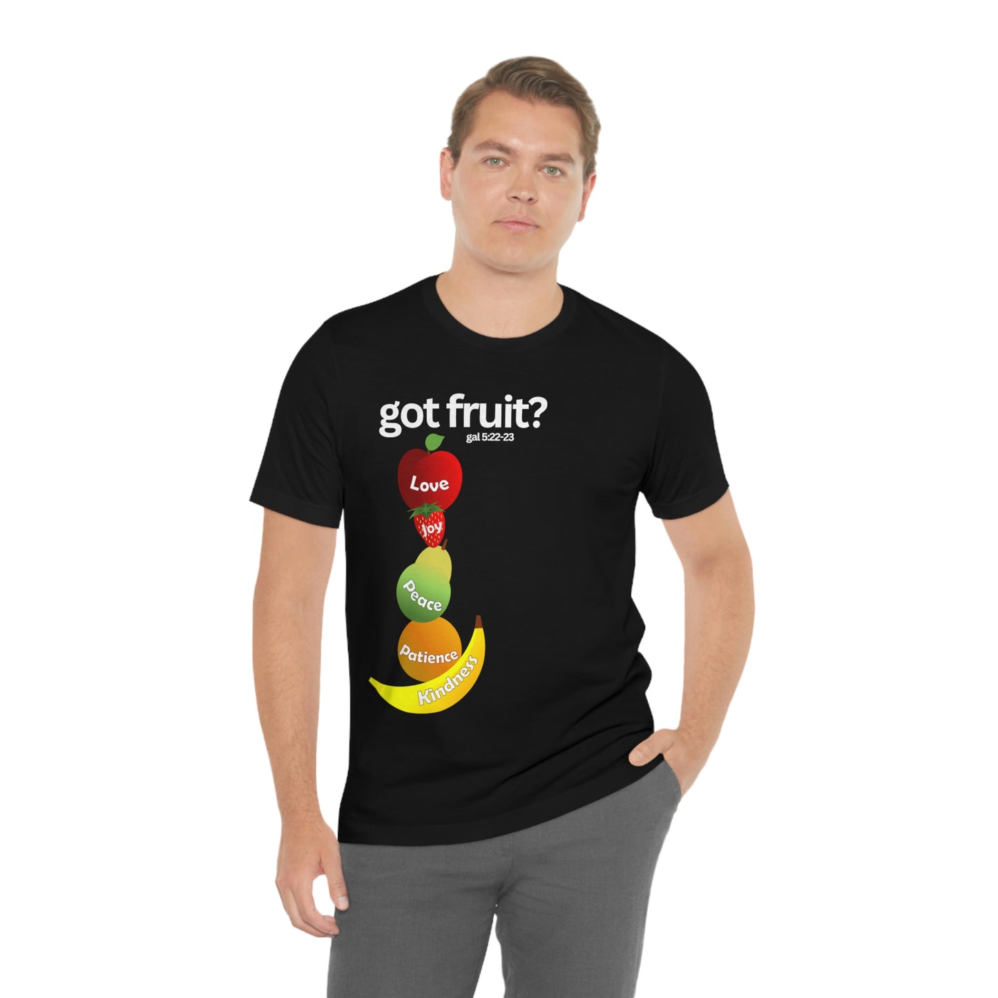 Galatians 5:22-23 Fruit of the Spirit Unisex Jersey Short Sleeve Tee