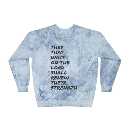 Isaiah 40:13 Wait on the Lord Unisex Color Blast Crewneck Sweatshirt