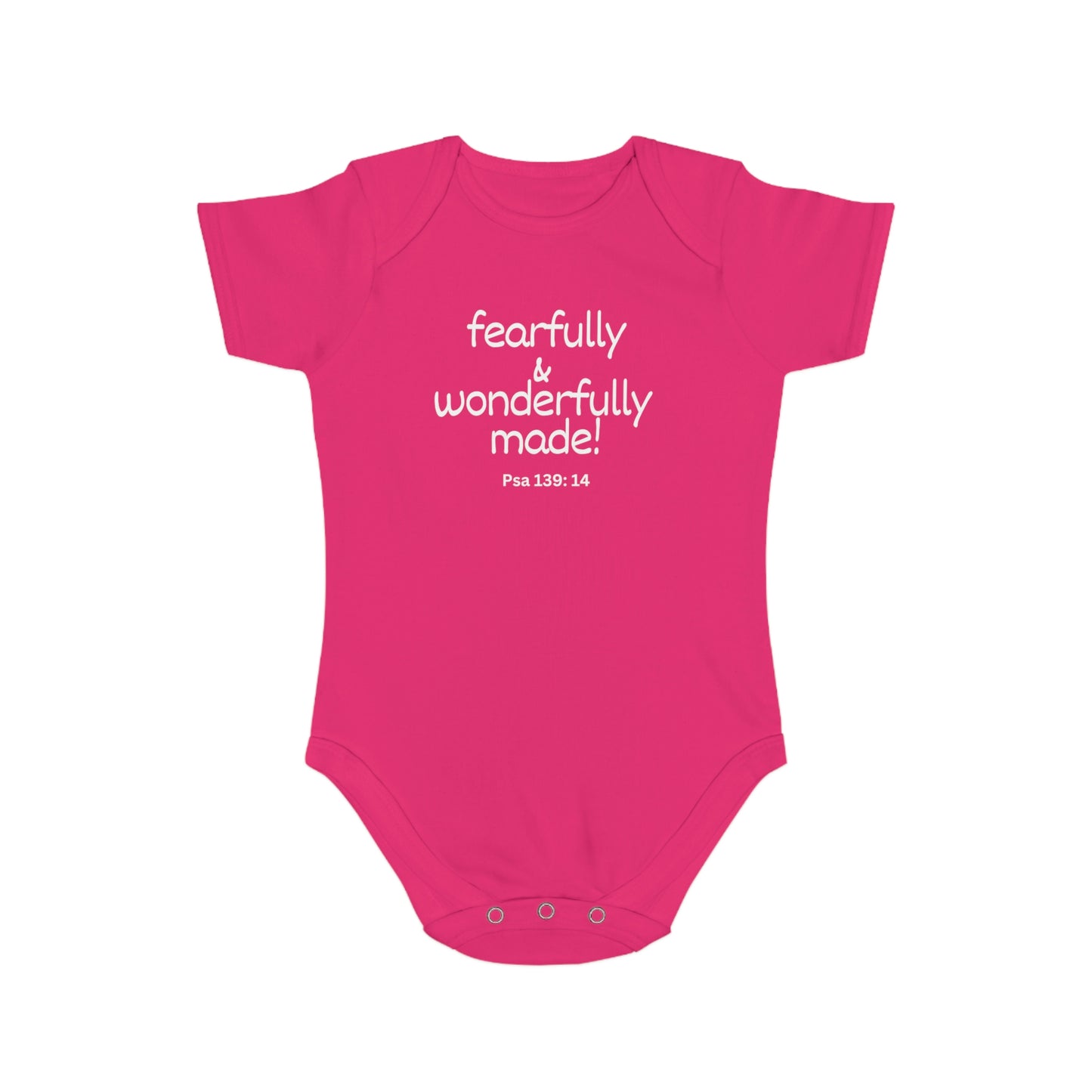 Psalm 139:14 Fearfully and Wonderfully Made Short Sleeve Baby Bodysuit