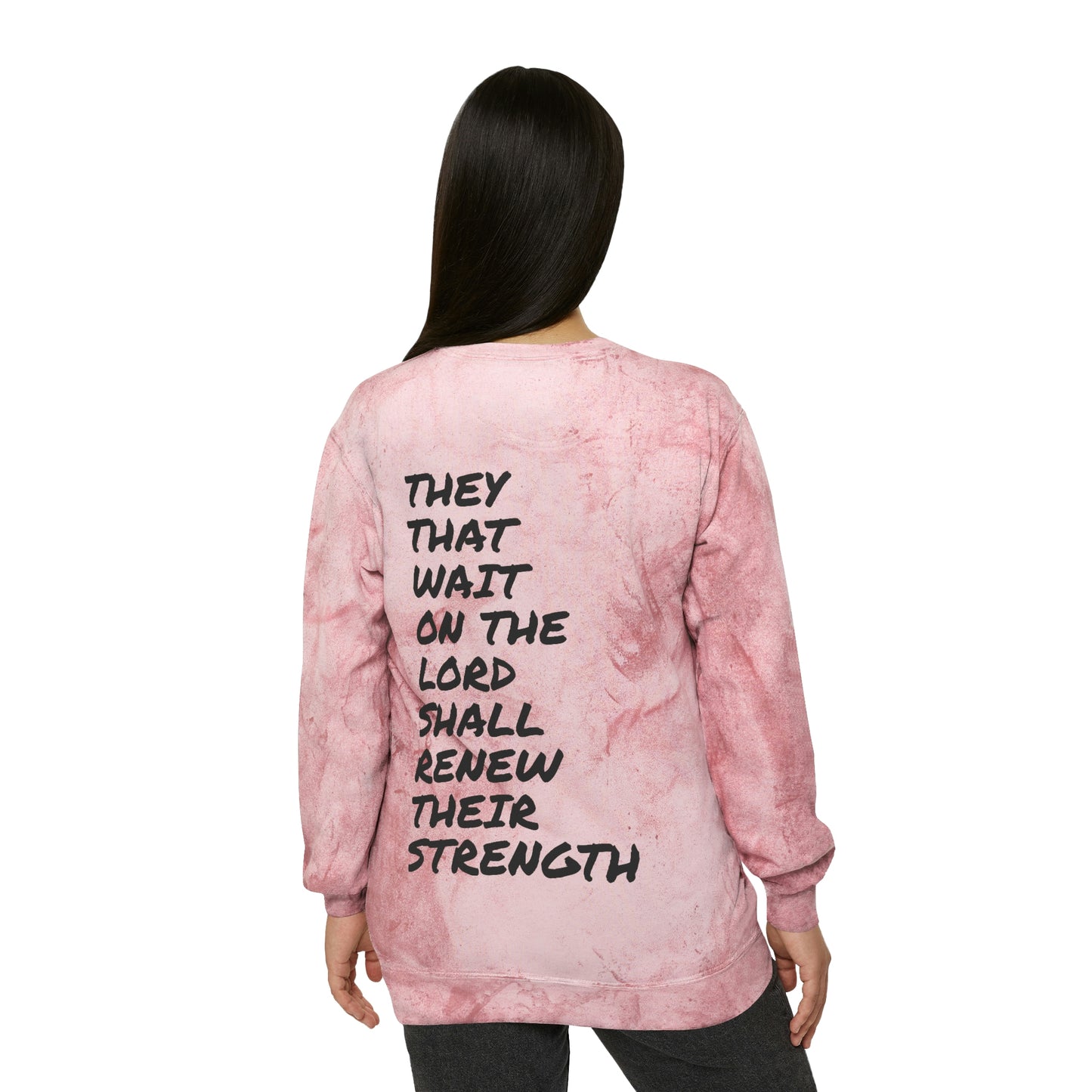 Isaiah 40:13 Wait on the Lord Unisex Color Blast Crewneck Sweatshirt